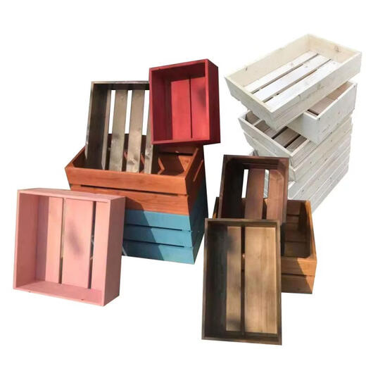 Yusenyi retro storage wooden box for courtyard, 60cm long, portable aged color wooden flower box, length 40*width 32*height 15cm, solid wood color