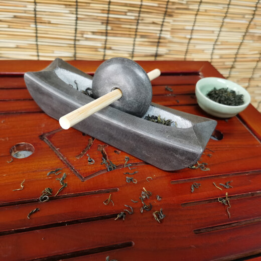 He Jiagong tea grinder bluestone roller Song Dynasty tea grinder medicine mortar grinder old-fashioned tea powder grinder Matcha tea cake Chinese medicine grinder total length 80 cm