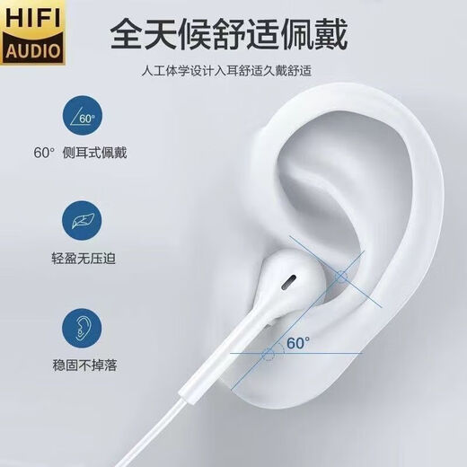 Hot-selling wired earphones semi-in-ear 3.5mm round hole type-c flat mouth suitable for Huawei Apple oppovivo Xiaomi with microphone karaoke digital audio fully compatible typec interface-PER diaphragm with microphone without tuning-digital audio