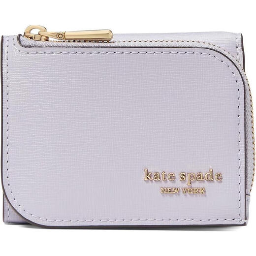 KATE SPADE women's tri-fold wallet storage portable anti-slip zipper folding light purple zipper initial
