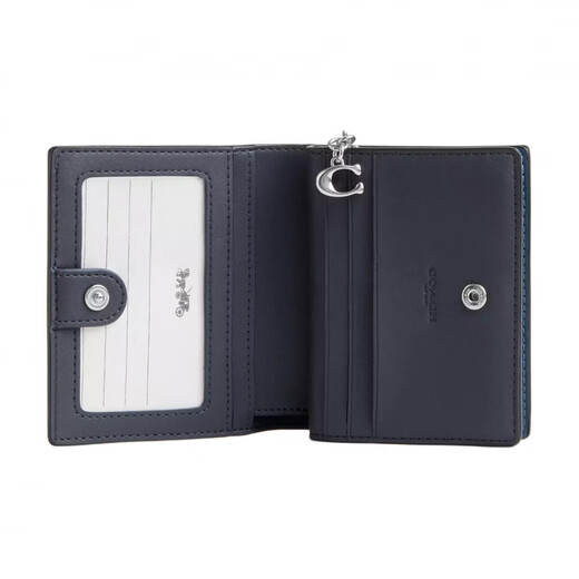COACH Snap Wallet 10 Brand Logo Print Coated Canvas Wallet Mini Women's Dark Blue Dark Blue 1 Dark Blue 2