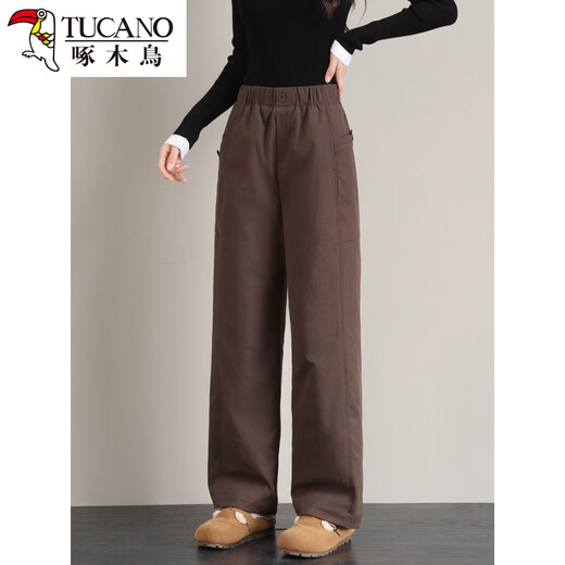 Woodpecker straight down pants women's outer wear winter 2025 new thickened brown mother's cold and windproof northeastern cotton pants for the elderly card color one size fits all 2685-95Jin Jin equals 0.5 kg