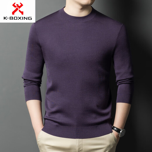 KBXNG Jinba business men's flat worsted wool sweater round neck pullover autumn and winter long-sleeved men's bottoming shirt casual business men white one size 110