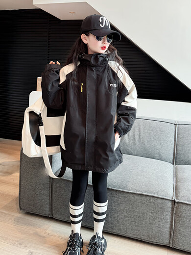 BALA suitable for girls three-in-one detachable autumn jacket 2025 new children's hooded jacket for large children single jacket with liner 120cm