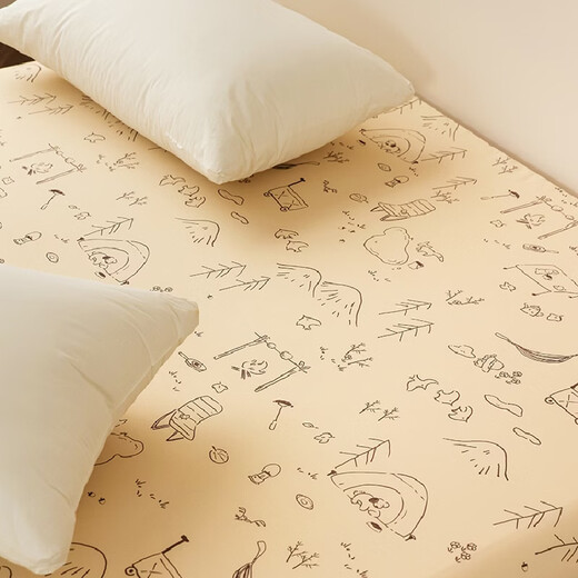 Yusenyi goes camping on weekends small illustration sheet sheet and fitted sheet single piece sheet 270240cm (suitable for 1.8m bed) Lizi