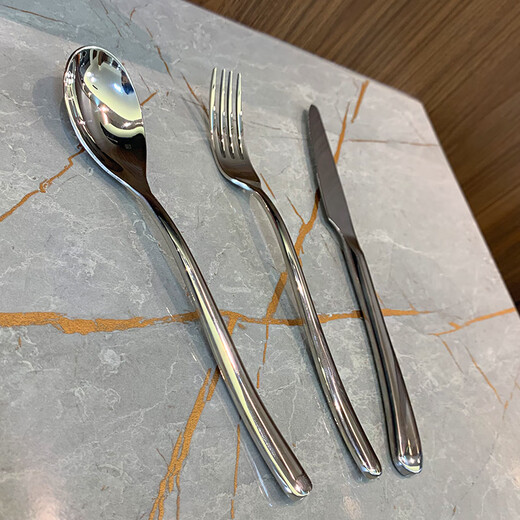 Qiao Bo Lai Hong Kong style solid thick high-end hotel recommended home steak knife, fork and spoon tableware Western food set dining room three-piece set