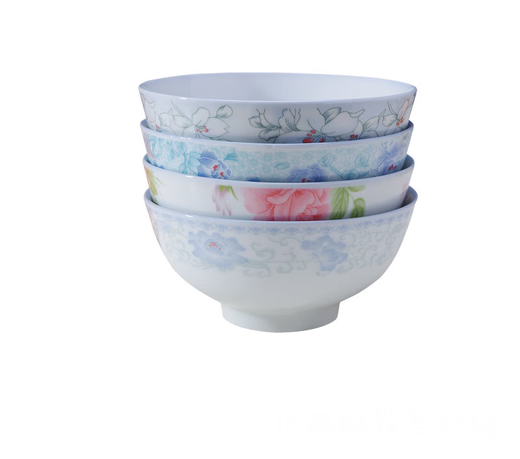 Topology old-fashioned bowl that is not hot red azalea old-fashioned bowl household ceramic rice bowl 10 pieces 6-inch noodle bowl rich peony 4 pieces