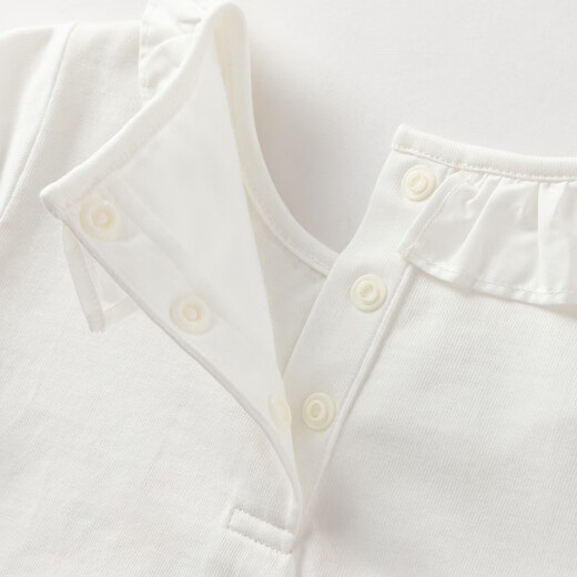DAVE&BELLA 2026 spring new children's long-sleeved T-shirt pure cotton girls' tops sweet children's bottoming shirts baby girl clothes white ready stock 110 cm (recommended height 100-110cm)