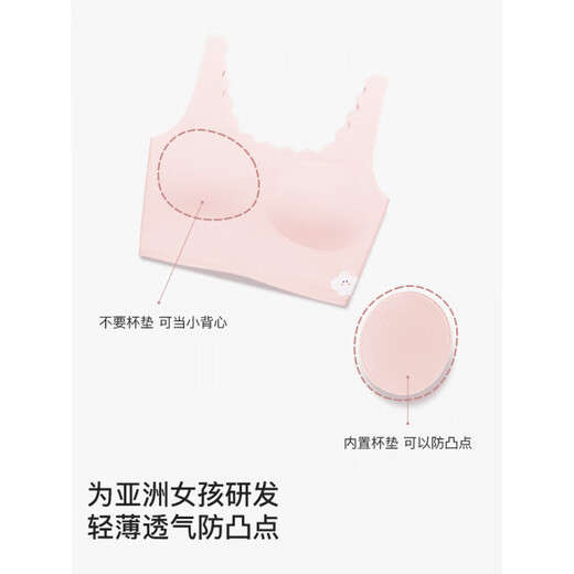 Like uu children's underwear first stage Nannan peach girl's development period anti-bump student vest type a Nannan peach color_superfine nylon is softer M one size fits all_suitable for 130-145c50-70Jin Jin equals 0.5 kg