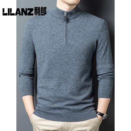 LiLang Fashion Casual Men's New Knitted Wool Sweater Autumn and Winter Half Turtle Collar Pullover Long Sleeve Bottoming Sweater Thick Black Red Thick L (110) (Recommended 115-135 Jin Jin equals 0.5 kg)