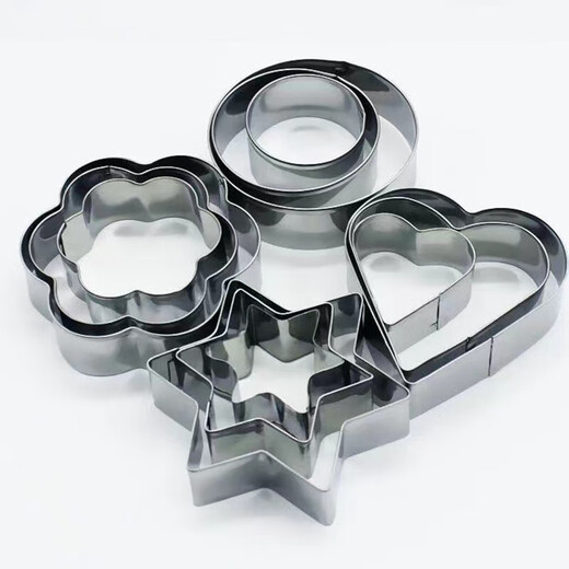 Jingxianju Cookie Mold Star Mold Press Cookie Baking Love Fruit Five-Pointed Star Abrasive Model Cake Flower 12-piece Set Cookie Mold