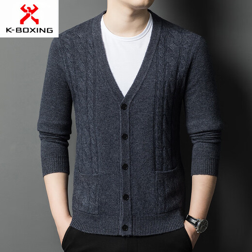 KBXNG Jinba Business Men's Wear 460g Wool Cardigan 2025 Autumn and Winter Men's Sweater Autumn and Winter Solid Color Business Men's Wear Red M 170