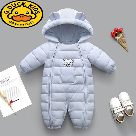 G.duck infant and toddler autumn and winter jumpsuits newborn clothes for men and women, thickened outing clothes and bodysuits, winter cotton suits, pink velvet open style 80cm 80 (recommended for 5-8 months)