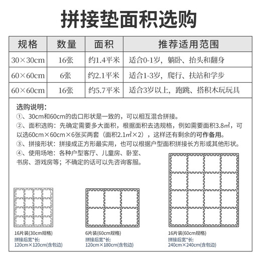 Jingdong Tokyo-made small Rubik's Cube crawling mat anti-fall splicing mat PE foam floor mat bedroom living room non-slip sound insulation 60*60cm*6 pieces