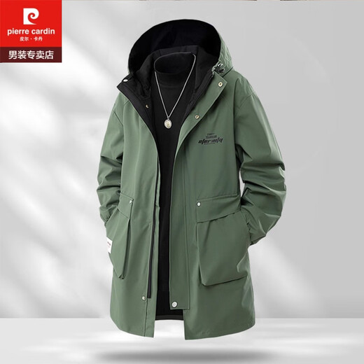 皮尔卡丹（pierre cardin）秋冬中长款风衣男加肥加大胖子夹棉防风特大码加棉薄棉衣二棉外套 2022黑色（秋冬 加棉款） 2XL
