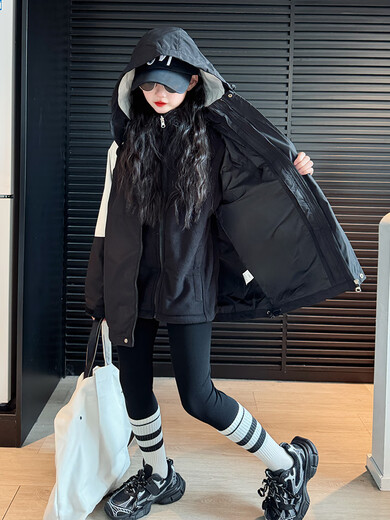 BALA suitable for girls three-in-one detachable autumn jacket 2025 new children's hooded jacket for large children single jacket with liner 120cm