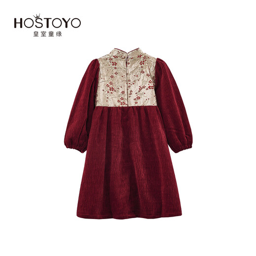 Royal Childhood Girls' Children's Clothing New Chinese Style Princess Dress Literary Winter Children's Clothing Chinese Style Red 105