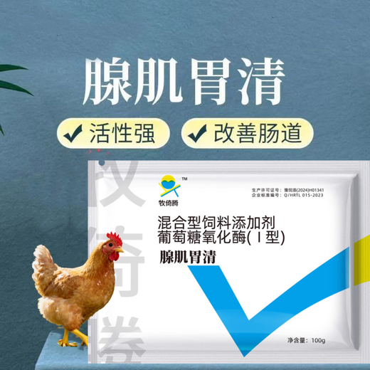 Adenomuscular stomach clearing chicken medicine for gastritis, veterinary feed additive for chickens, ducks and geese, special effect for weight loss and indigestion, 1 bag, upgraded glucose oxidase type, adenomyotic stomach clearing, chicken, duck and goose intestinal problems