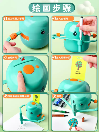 Shantou Lincun 2025 Early Education Intelligent Automatic Painting Robot 3-8 Years Old Enlightenment Children's Birthday Gift Toys 6 Basic Edition - White 100 Painting Cards Buy One
