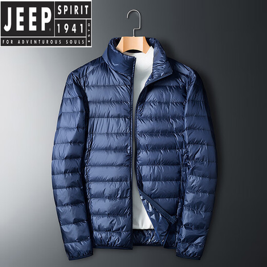 JEEP SPIRIT Down Jacket Men's Autumn and Winter White Duck Down Lightweight Stand Collar Hooded Casual Large Size Warm Jacket Women - Off-White S