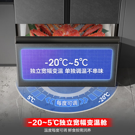 Rongsheng 541 active sterilization dual system French three-door embedded refrigerator first-class energy efficiency household refrigerator BCD-541P50FZLAK gray BCD-541P50FZLAK gray