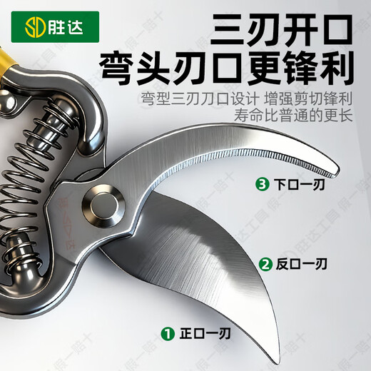 Shengda gardening scissors, special scissors for branch cutting, floral scissors, household garden pruning flowers, branches, fruit tree pruning shears 8 inches