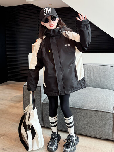 BALA suitable for girls three-in-one detachable autumn jacket 2025 new children's hooded jacket for large children single jacket with liner 120cm