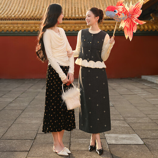 Xiangying Kochi Decent Suit Women's 2026 Spring New Gray Vest Skirt Commuting Complete New Year's Outfit Dark Gray Suit A86C054 M