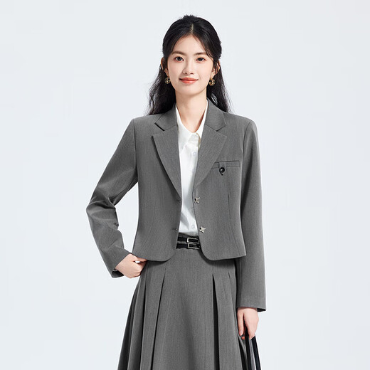 Formal suit for interview, small college student teacher wear, light workplace commuting professional suit skirt, black jacket + 2110 blue and white striped shirt + skirt L (recommended weight 106-118 Jin Jin equals about 0.5 kg)