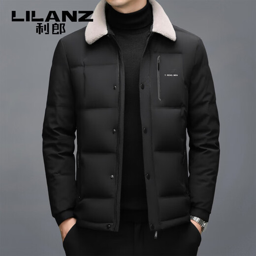 LILANZ мужской короткий пуховик для молодых и средних лет 90, белый утиный пух, утепленный, теплый, для папы морозостойкая хлебная куртка, черный M