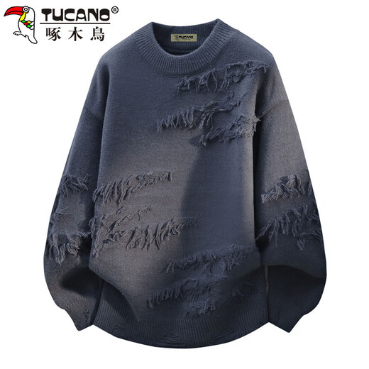 Woodpecker (TUCANO) sweater men's winter round neck sweater loose thickened warm base shirt lazy sweater jacket white XL