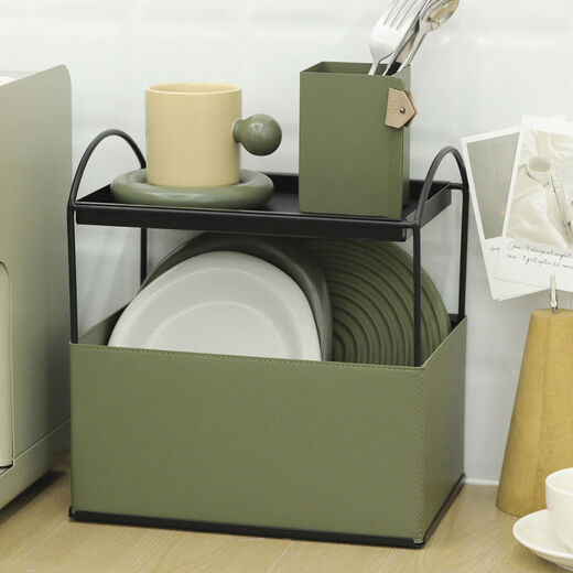 Fantasy Iron Storage Box Cosmetics Storage Rack Light Luxurious Style Storage Rack Office Desktop Organizing Rack Khaki HM2318