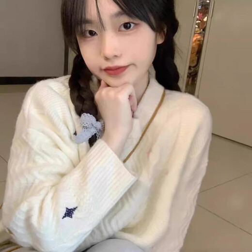 Koranna Japanese retro cute soft waxy twist sweater for women in autumn and winter lazy style loose pullover thickened knitted top off-white one size fits all (80-130Jin Jin is equal to 0.5 kg)