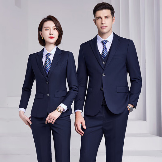 Professional suits for men and women, formal jackets, sales department sales work clothes, 4S store work clothes, bank suits, men - light gray jacket + trousers 2XL