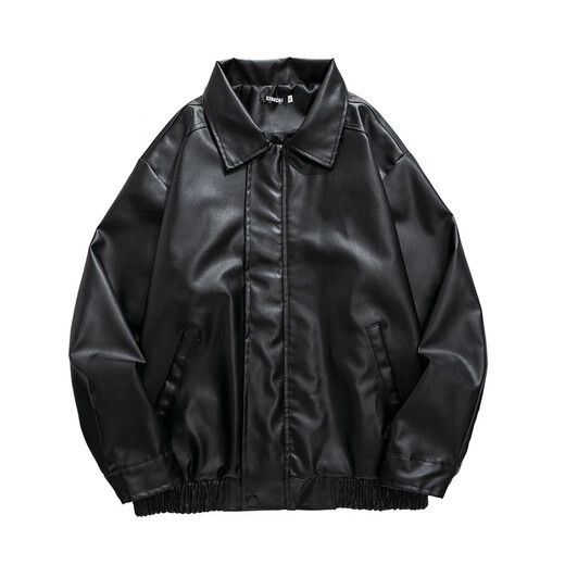 Leather jacket BOYUE silk jump color PU leather jacket machine autumn and winter handsome feeling blue black M