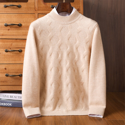 Ipenta International Light Luxury Brand Wool Sweater Men's Autumn and Winter Thickened Mat Knitted Half Turtle Collar Containing Cashmere Imported Sweater Bottoming Shirt Navy S