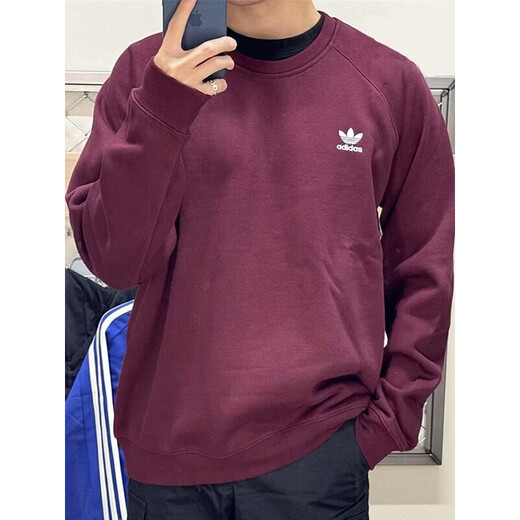 Adidas Clover Sweatshirt Men's and Women's 2026 Spring New Sportswear Knitted Top Breathable Casual Pullover II5793 Burgundy XS