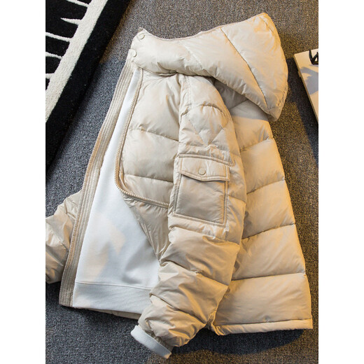 Playboy High-End Thickened Down Jacket Men's Winter White Duck Down Warm Hooded Glossy Jacket Red 4XL (191-210Jin Jin equals 0.5kg)