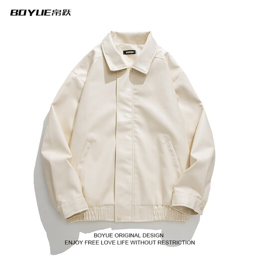 Leather jacket BOYUE silk jump color PU leather jacket machine autumn and winter handsome feeling blue black M