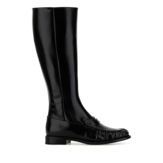 PRADA FW25 light luxury women's black leather boots Black 20 | 38.5