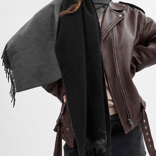 COACH Carriage Pattern Wool Velvet Scarf Unisex Couple Style Black Default F