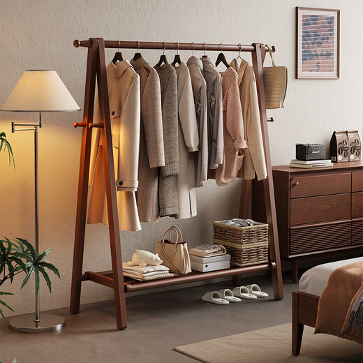 Ouyilang solid wood floor-standing coat rack bedroom household coat rack vertical simple indoor wooden clothes drying rack