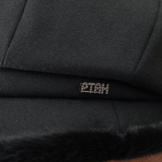 PTAH hat women's octagonal beret autumn and winter versatile wool hat blended bud fashion simple face showing small street keeping warm black