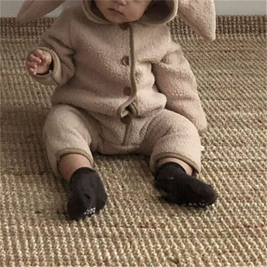 Ultraman romper baby jumpsuit baby super cute hooded romper thickened autumn and winter khaki color 65cm one size
