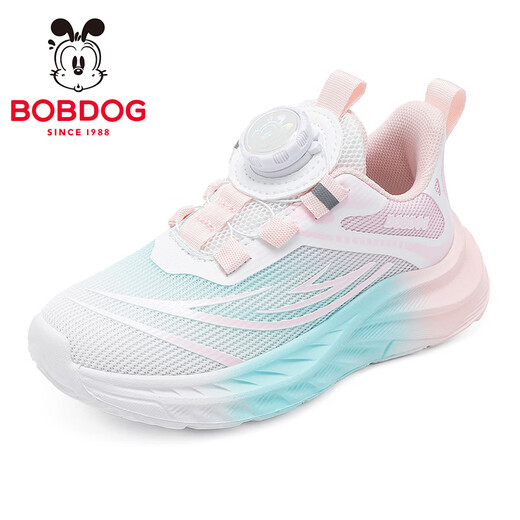 BOBDOG Children's Shoes 2026 New Spring Children's Mesh Breathable Sports Shoes for Boys and Girls Campus Knob Running Shoes for Women Light Pink/White 28 Suitable for Feet Length 17.0CM