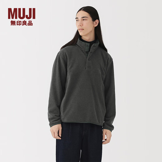 Мужской флисовый пуловер MUJI, мужской свитер, мужская одежда для мальчиков, 25 зимних топов, AB1P9A5A, темно-серый, L (175/100A)
