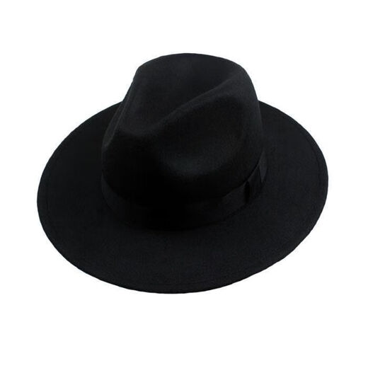 Blooming Qing Shanghai Xu Wenqiang's same style hat, men's British retro jazz hat, big brim top hat, Jackson stage performance, Xu Wenqiang style - black, adult size 58CM