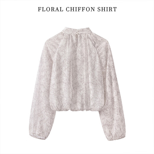 
Cypress Lady Style Shirt 2025 Autumn New Women's Beaded Decorative Ragsleeved Sleeve Slim Chiffon Shirt