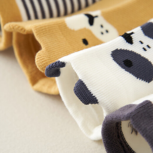Tongtai baby socks for all seasons, boys and girls, mid-tube children's wide-mouth boneless baby socks, 4 pairs, 1-3 years old