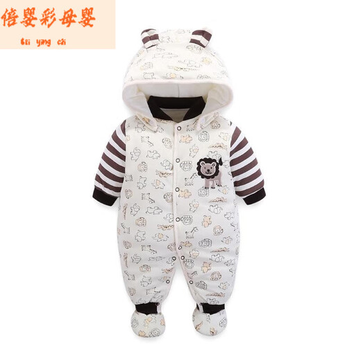 Baby winter outdoor clothing one-piece foot-wrapped baby quilted thickened cotton clothing winter clothing for two, three and six months old baby winter style A type warm cotton hot 9999 selling lion 73cm 73 recommended 16Jin Jin is equal to 0.5kg within